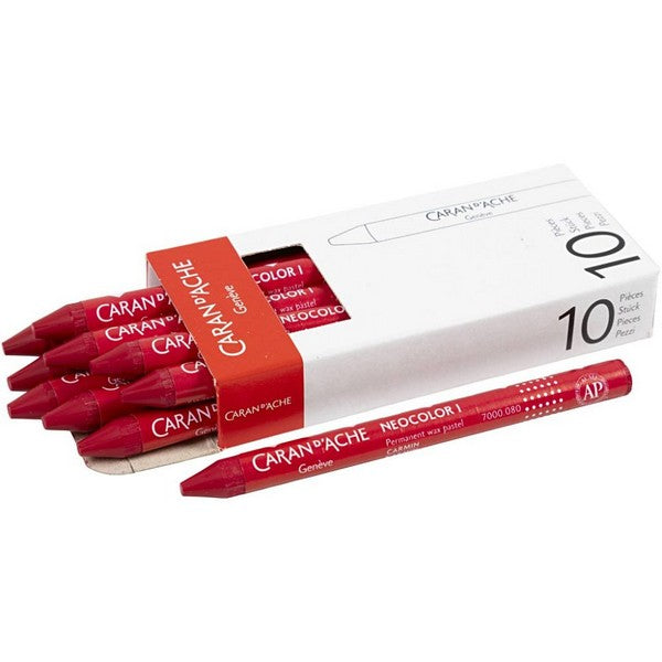 CARAN D’ACHE Neocolor I farvekridt 10 stk - Carmine 080