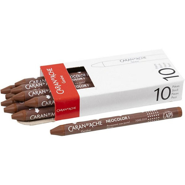 CARAN D’ACHE Neocolor I farvekridt 10 stk - Brown 059