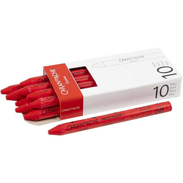 CARAN D’ACHE Neocolor I farvekridt 10 stk - Scarlet 070