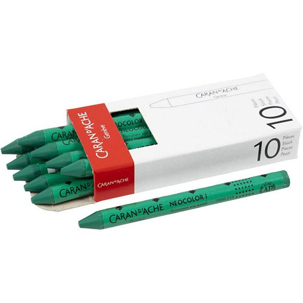 CARAN D’ACHE Neocolor I farvekridt 10 stk - Emerald green 210
