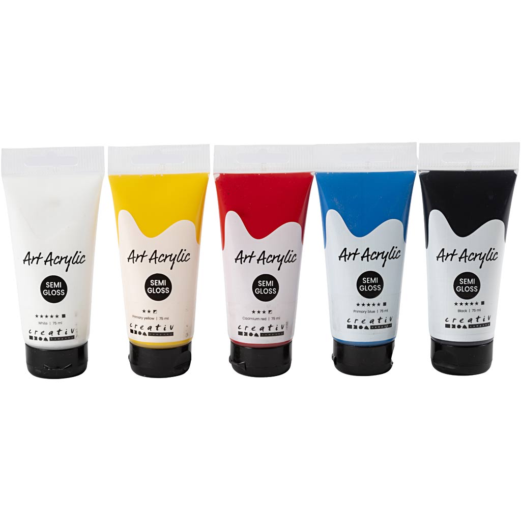 Art akrylmaling sæt 5x75 ml grundfarver