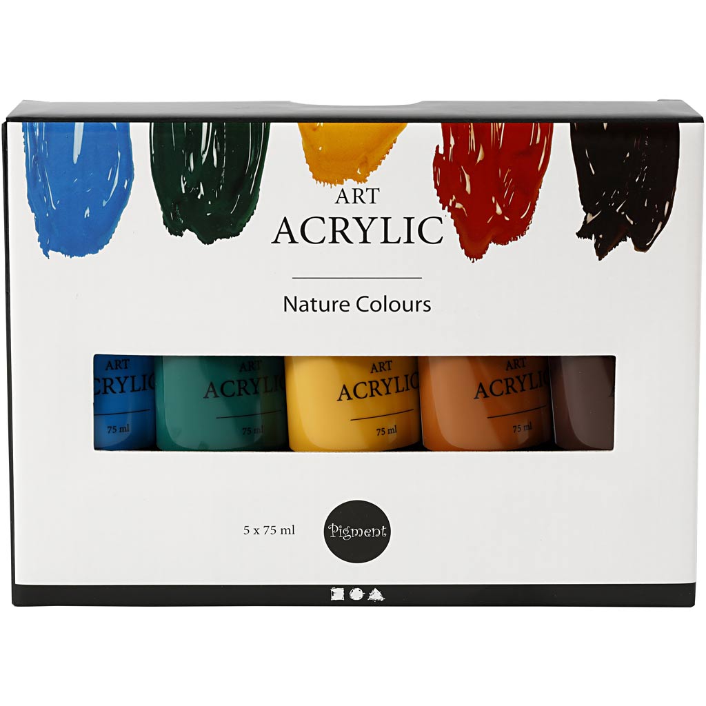 Art akrylmaling sæt 5x75 ml naturfarver