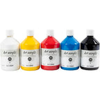 Art akrylmaling sæt 5x500 ml primærfarver