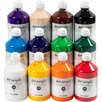 Art akrylmaling sæt 12x500 ml standardfarver