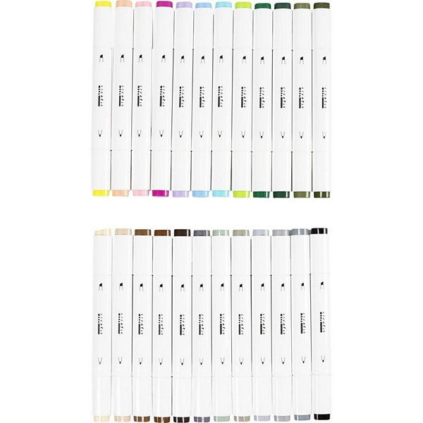 Illustration marker streg 1+8 mm standardfarver 48 stk ass
