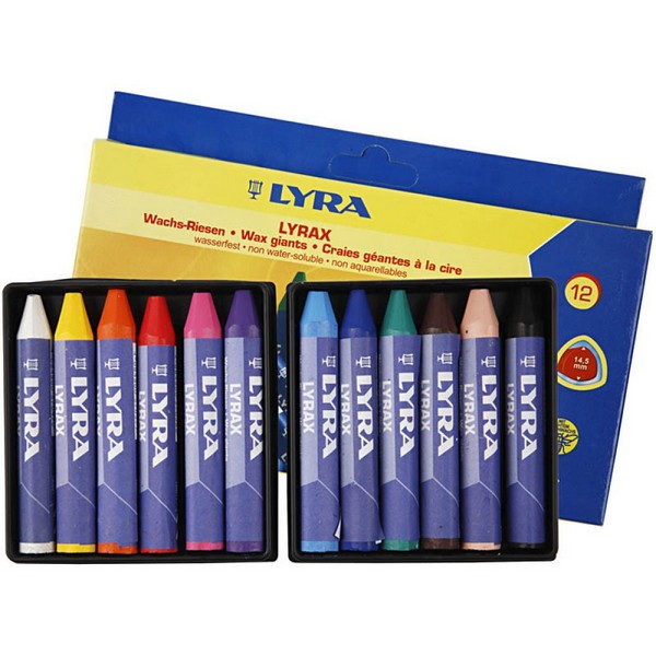 Lyra vokskridt 12 stk ass farver