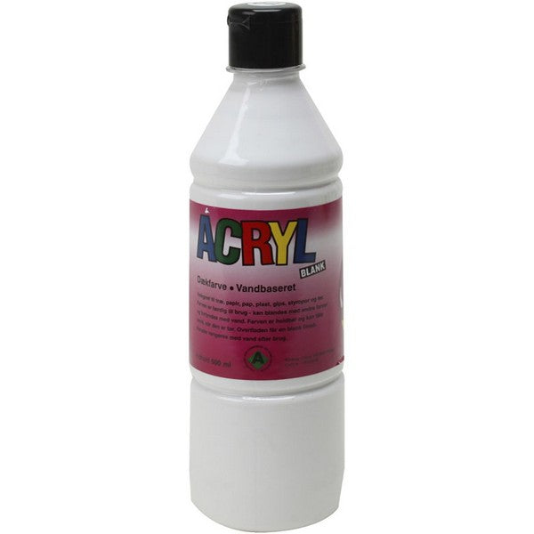 Akrylmaling blank 500 ml primær hvid