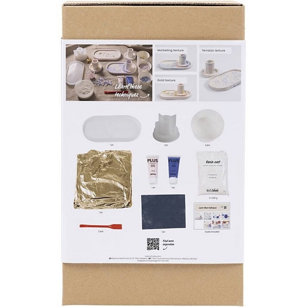 DIY Kit Resin støbning 3 lysestager>2 fade blå/lys pink/hvid