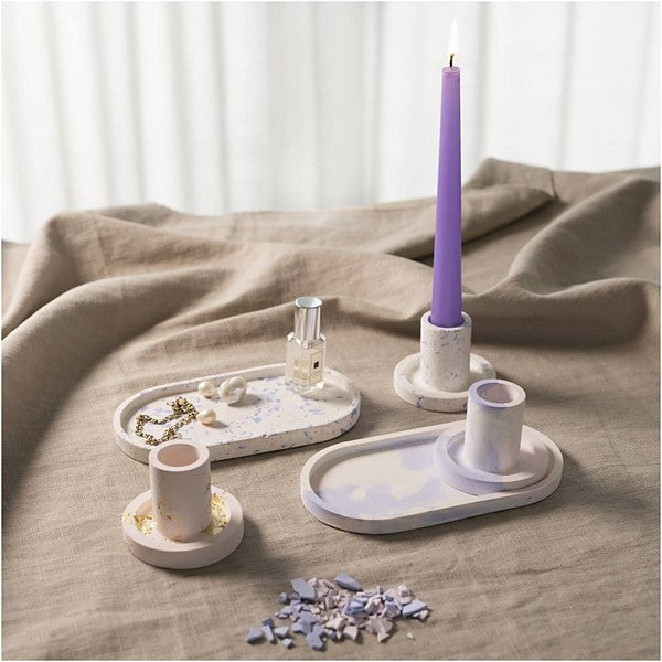 DIY Kit Resin støbning 3 lysestager>2 fade blå/lys pink/hvid