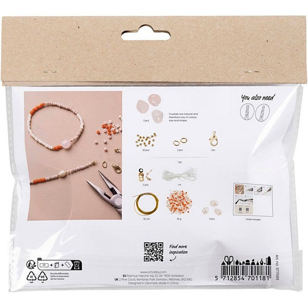 Mini DIY Kit smykker rosakvartshalskæde og -armbånd