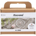 Mini DIY Kit macramé drømmefanger med rosenkvarts krystal lys rosa hvid