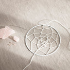 Mini DIY Kit macramé drømmefanger med rosenkvarts krystal lys rosa hvid