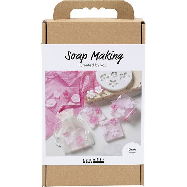 Mini DIY kit sæbefremstilling blomster rosa/pink