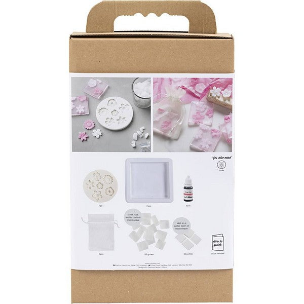Mini DIY kit sæbefremstilling blomster rosa/pink