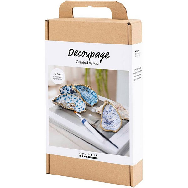 DIY Kit decoupage østersskaller blå