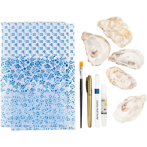 DIY Kit decoupage østersskaller blå