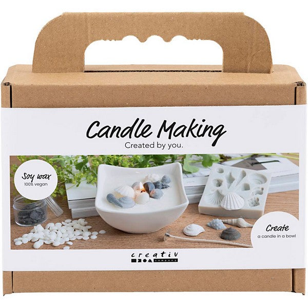 Mini DIY Kit lysstøbning strandskaller grå off white