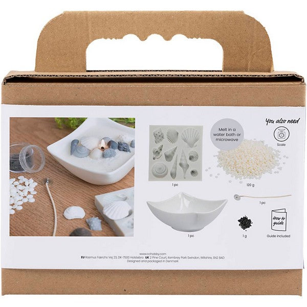 Mini DIY Kit lysstøbning strandskaller grå off white