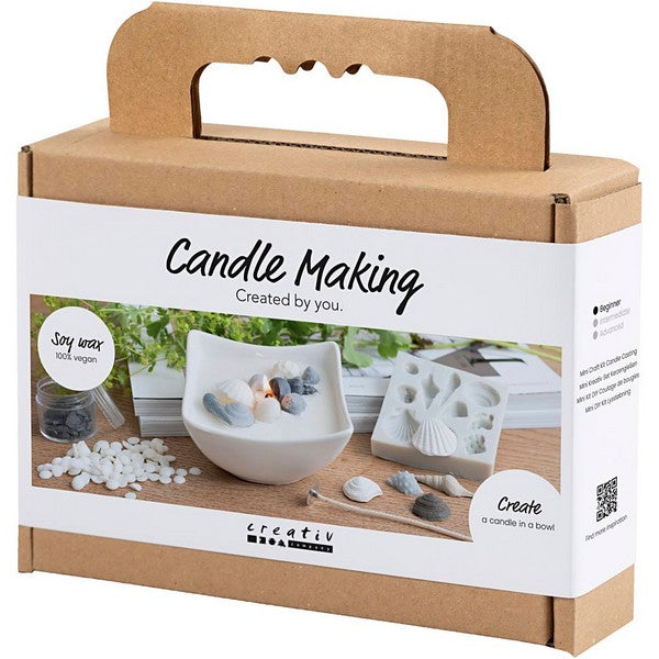 Mini DIY Kit lysstøbning strandskaller grå off white