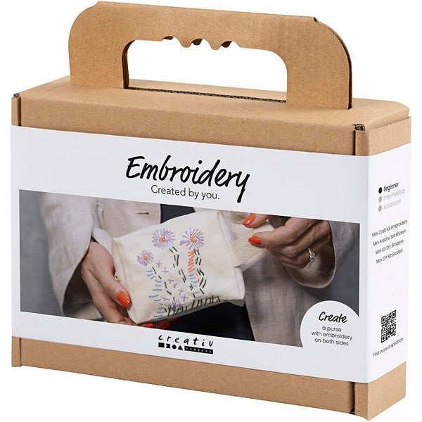 Mini DIY Kit broderi makeup-taske creme