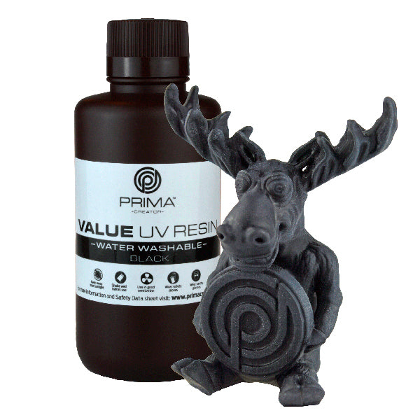 PrimaCreator Value resin vandvaskbar sort 500 ml