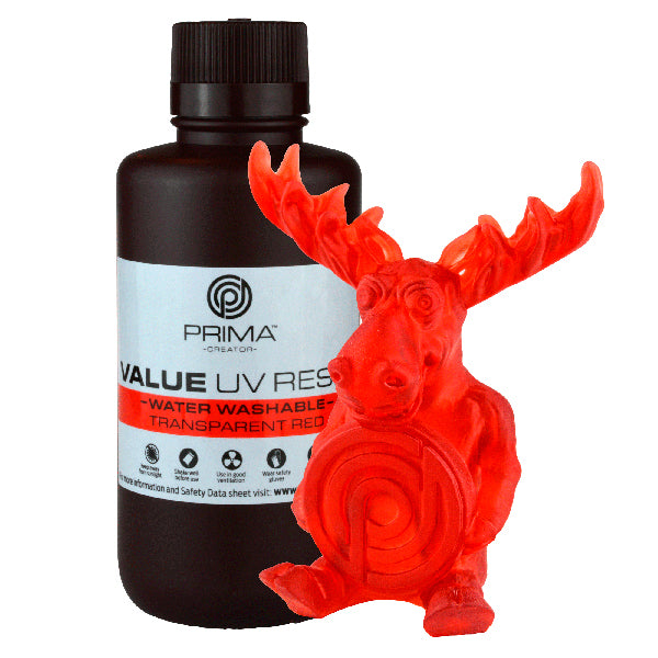 PrimaCreator Value resin vandvaskbar transparent rød 500 ml