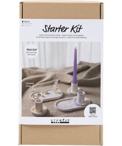 DIY Kit Resin støbning 3 lysestager, 2 fade blå/lys pink/hvid