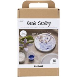 DIY Kit Resin støbning rund bakke blå/hvid