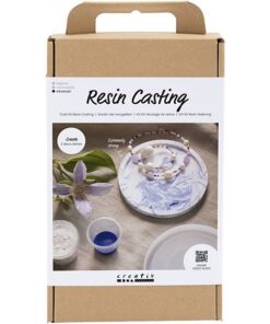 DIY Kit Resin støbning rund bakke blå/hvid