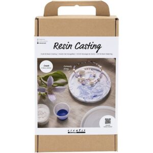 DIY Kit Resin støbning rund bakke blå/hvid