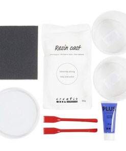 DIY Kit Resin støbning rund bakke blå/hvid