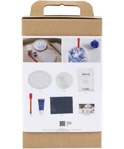 DIY Kit Resin støbning rund bakke blå/hvid