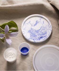 DIY Kit Resin støbning rund bakke blå/hvid