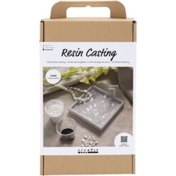 DIY Kit Resin støbning firkantet bakke terrazzo sort/hvid