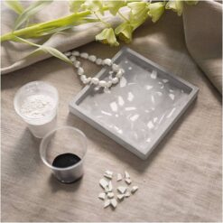 DIY Kit Resin støbning firkantet bakke terrazzo sort/hvid