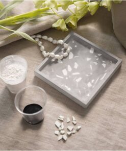 DIY Kit Resin støbning firkantet bakke terrazzo sort/hvid