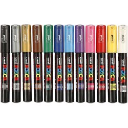 Posca tusch pakke PC-1M extra-fine 12 ass farver