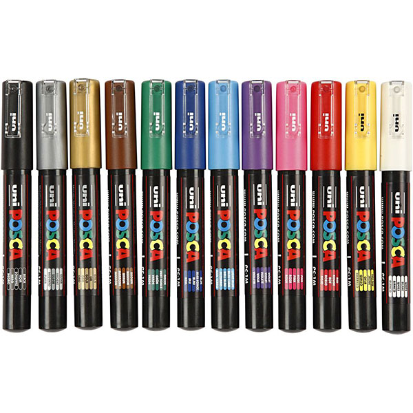 Posca tusch pakke PC-1M extra-fine 12 ass farver
