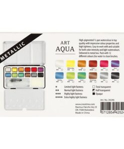 Art akvarelfarver 1/2 pan 12 ass metallicfarver