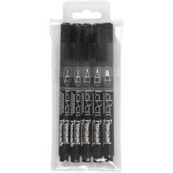 Tusch permanent sort 5 stk ass størrelser