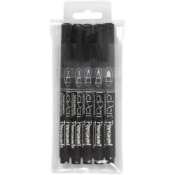 Tusch permanent sort 5 stk ass størrelser