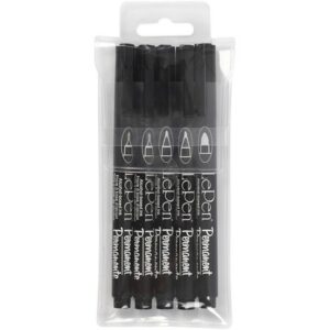 Tusch permanent sort 5 stk ass størrelser