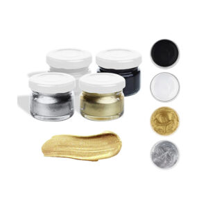 Pigmentpasta farve sæt 4x20 gram guld, sølv, sort og hvid