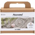 Mini DIY Kit macramé drømmefanger med rosenkvarts krystal lys rosa hvid