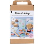 DIY Kit stempeltryk dekorerede æsker og kort beige mellem grøn mint klar rød