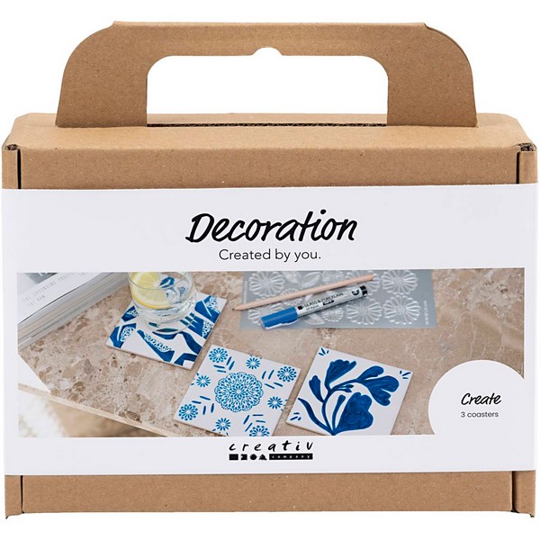 977782_01 Mini DIY Kit dekoration porcelæns coasters blå