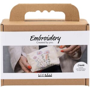 Mini DIY Kit broderi makeup-taske creme